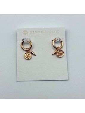 Kendra Scott Rose Gold Dira Convertible Coin Huggie Charm Hoop Earrings